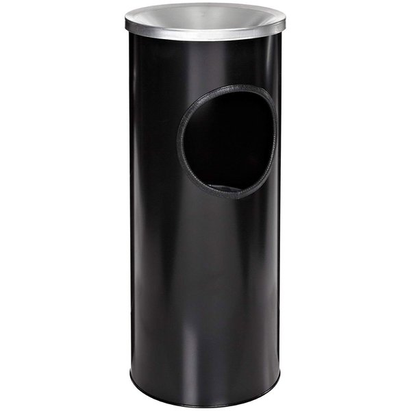 Witt Co Round Ashtray/Trash Can, Black, Metal 3000BK